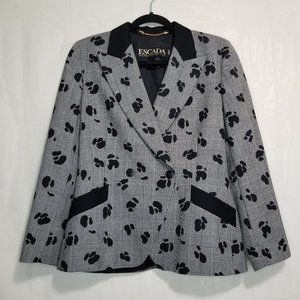 Vintage Escada Margaretha Ley double breasted wool blazer gray black size 38